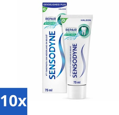 10 x Sensodyne - Tandpasta - Repair & Protect - Extra Fresh - Gevoelige Tanden - 75 ml - Gevoelige Tanden - Tandpasta - Herstel - Pijnverlichting - NovaMin