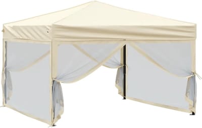 Partytent opvouwbaar - Paviljoen - 3x3 - Easy up - Waterdicht - met Zijwanden - Weerbestendig - Crème