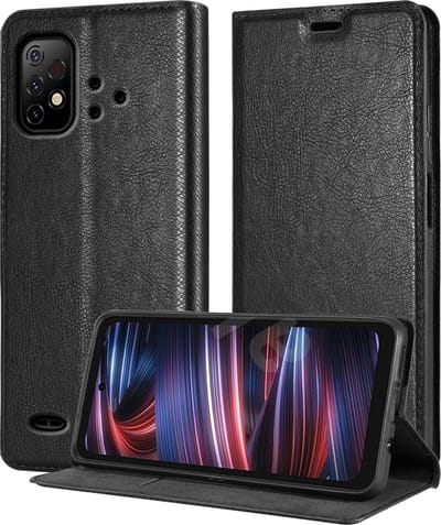 Cadorabo Hoesje geschikt voor Umidigi Bison GT2 4G / 5G / GT2 PRO in ZWARTE NACHT - Beschermhoes met magnetische sluiting, standfunctie en kaartvakje Book Case Cover Etui