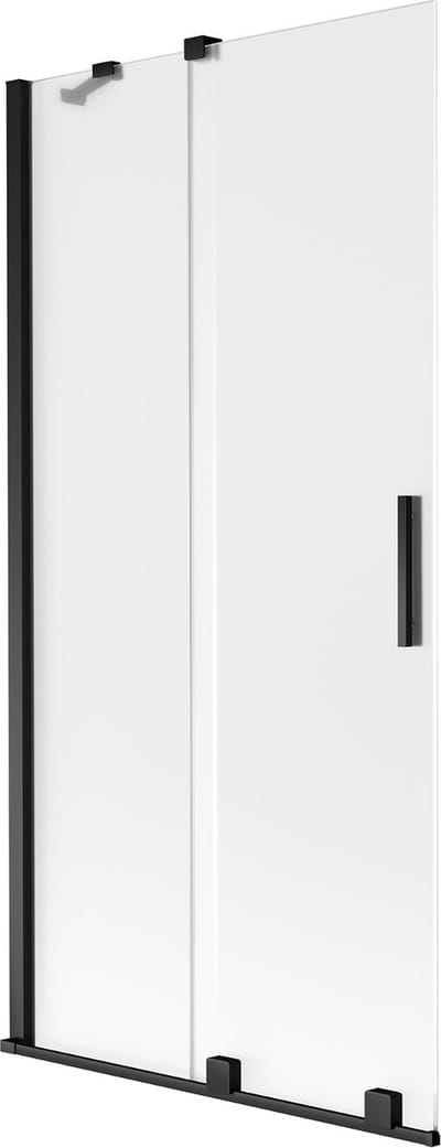 Mexen Velar 2-delige verschuifbare badwand 90 x 150 cm, matglas, zwart - 896-090-000-31-70