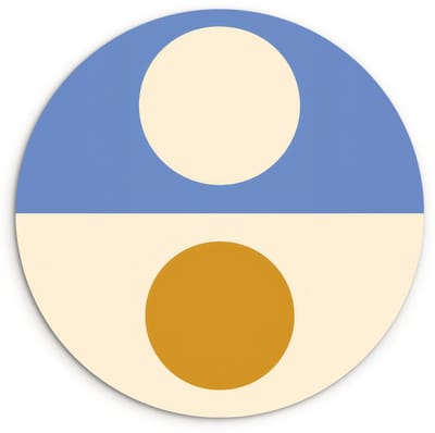 WallCircle® Wandcirkel 120x120 cm - Muurcirkel Cirkels - Symmetrisch - Wit - Blauw- Geel - Muurdecoratie woonkamer - Wanddecoratie slaapkamer - Kamer decoratie accessoires - Ronde schilderijen XXL