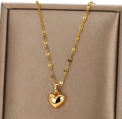 Goudkleurige Hart Ketting voor Dames en Meisjes – 316L RVS Choker met Charms - Trendy Gelaagde Mode Sieraden - Cadeau voor Verjaardag
