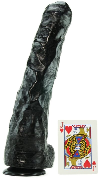 Massive Zwarte Onbesneden Dildo - Onbesneden Dildo - PVC - 35 x 6,5 cm - Grote Zwarte Dildo