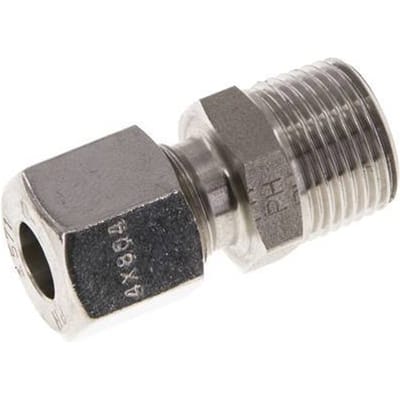 8L & R3/8'' RVS Rechte Snijringkoppeling Buitendraad 315bar ISO 8434-1