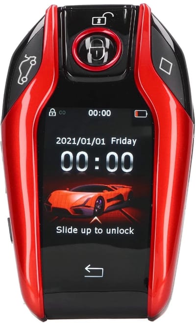Dailygoody - Slimme afstandsbediening - Keyless entry - LCD aanraakscherm - Rood - Auto lock en ontgrendelen - Geschikt voor alle motorstart - Kleur: