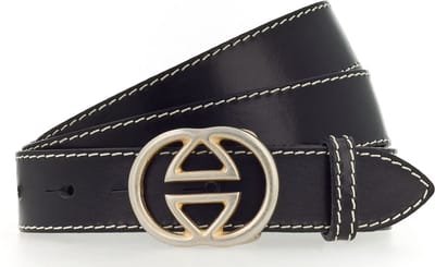 Vanzetti Leren Riem Leather Buckel Belt W100 Black Zwart