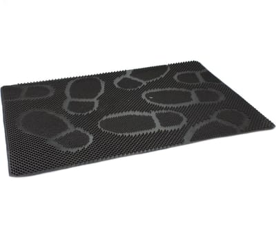 2x anti-slip deurmat - rubber - met noppen - zwart - 60 x 40 cm - voor binnen en buiten - weerbestendig
