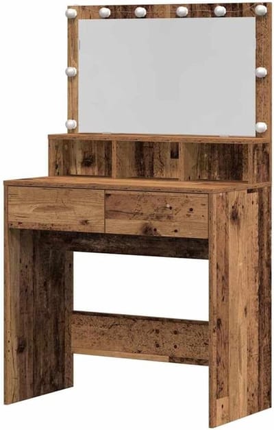 Toilettafel met lade - Kaptafel meubel - Slaapkamer organiseren - Geïntegreerde LED-verlichting - 80 x 41 x 1345 cm