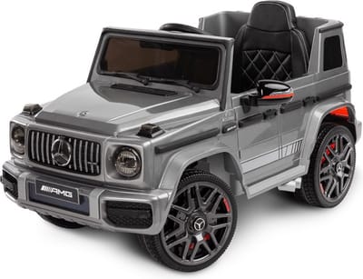Mercedes G63 AMG Elektrische Kinderauto - Zilver - 12 volt Kinder Accu Auto - rubberen banden - leder zitje en meer! - Met Afstandsbediening - Gratis verzending