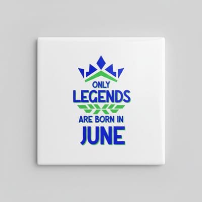“Only Legends Are Born in June” Keramische Tegel – 15×15 cm Verjaardagscadeau & Kleurrijke Muurdecoratie