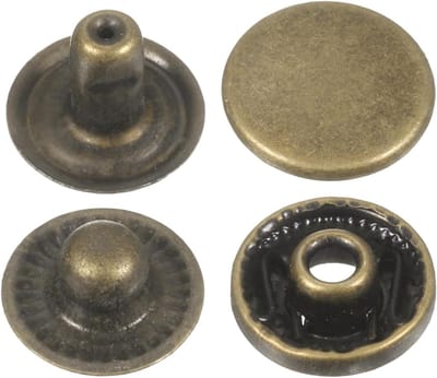 QUARKZMAN 60 Sets of 10 mm Metal Press Studs, Alloy Poppers, for Leather Bag, Navy Blue, Boat, Canvas, Bronze