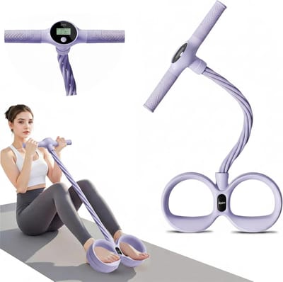 Hometrainer met 6 Buizen - Fitnessapparaat Benen - Thuis Trainen - LCD Scherm Tracking - 6 Weerstandsbuizen - Paars