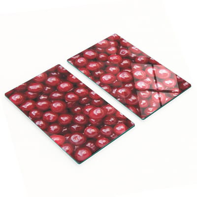 Multifunctionele decoratieve glazen borden met kersenprint 2x30x52 cm