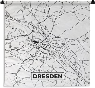 Wandkleed - Wanddoek - Dresden - Stadskaart - Kaart - Plattegrond - 180x180 cm - Wandtapijt
