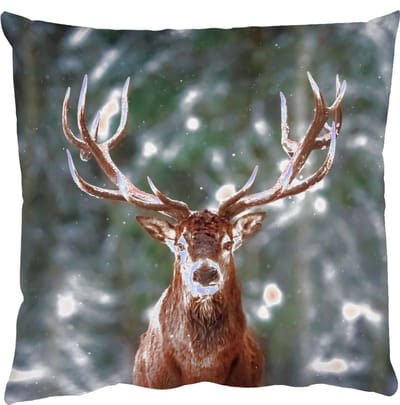 Sierkussens - Kussentjes Woonkamer - 50x50 cm - Hert - Winter - Sneeuw - Bos - Natuur - Dier