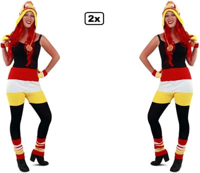 2x Gebreide onderbroek rood/wit/geel - Thema feest festival party carnaval ondergoed pyama party