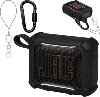 Hoesje Compatibel voor JBL Go 5, Schokbestendig en Lichtgewicht met Carabiner, Krasbestendig en Valbestendig - Zwart, Perfect voor Bescherming en Draagbaarheid