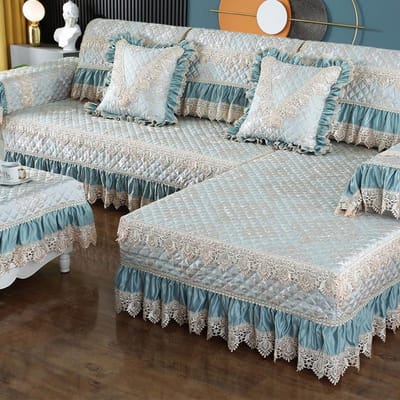 Katoen Linnen Jacquard Vierseizoenen Bankhoes Verdikt Antislip Comfortabel Zitkussen Kant Ademend Stofdicht Bankhanddoek 70x70cm