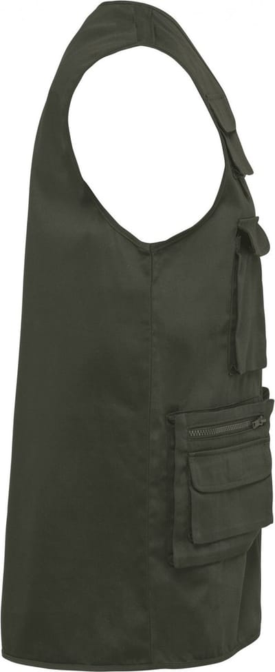 WK. Designed To Work Gevoerd unisex gilet in polykatoen met veel zakken WK609 - Dark Khaki - 4XL