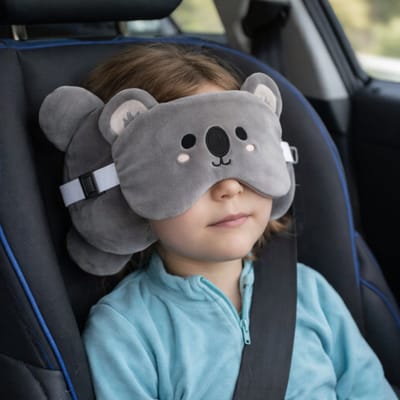 Koala Reiskussen & Oogmasker – 2-in-1 Knuffel en Nekkussen – Lichtgewicht – Voor Kinderen