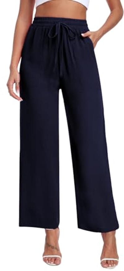 Palazzo Damesbroek met Rechte Pijpen - Hoge Taille en Brede Pijpen voor Casual en Elegante Look