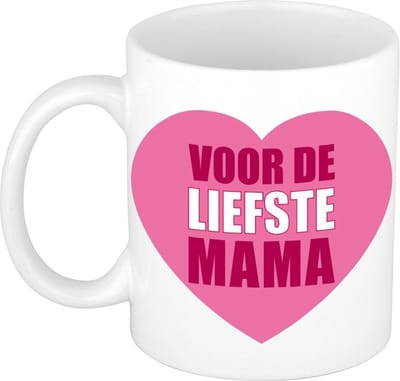 Moederdag cadeau koffie en thee mok / beker - voor de liefste mama - 300 ml - Voor de liefste mama