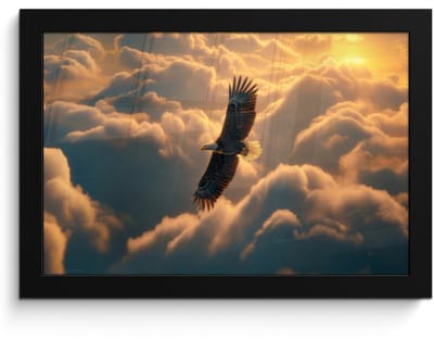 Poster in lijst - Fotolijst 30x20 cm - Posters - Adelaar - Wolken - Zon - Posterlijst zwart - Decoratie - Wanddecoratie woonkamer - Muurdecoratie slaapkamer