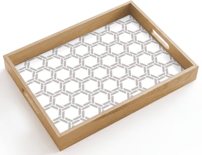 Dienblad hout 40x30 cm - Schootdienblad - Grafisch - Patroon - Modern - Borrelplank rechthoek - Plateau dienbladen