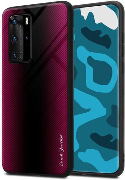 Cadorabo Hoesje geschikt voor Huawei P40 PRO / P40 PRO+ in PAARS ROZE - Beschermhoes gemaakt van TPU silicone Case Cover en achterkant van gehard glas
