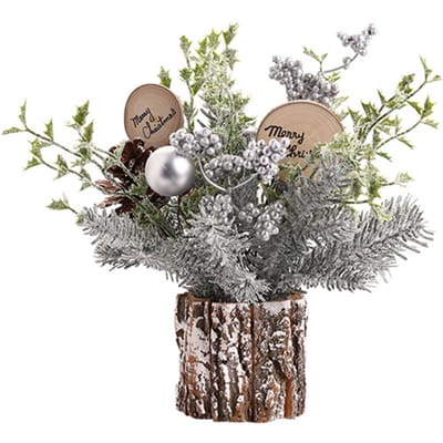 Mini Kerstboomversieringen 35cm Flocking Pijnappel Simulatie Kunstmatige Kerstboom Huis gray
