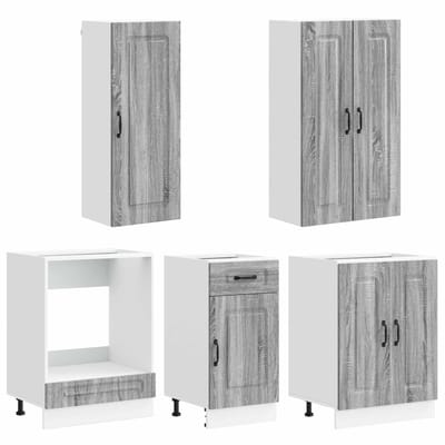 vidaXL - Keukenblok - KALMAR - 5 - st - Grijs - Sonoma - Bewerkt - hout