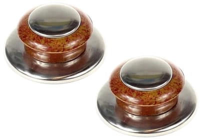 Han‑Bar® Dekselknop – 2 Stuks – Ø 47 mm – Hittebestendig Kunststof met Houtlook – Inclusief Schroeven – Universeel voor 6 mm Dekselgat