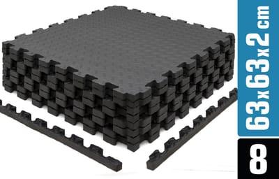 8 vloerbeschermingsmatten 63x63 - 2cm Fitness vloermat - beschermmatenset met rand