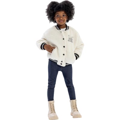 Minoti Meisjes Geborduurde Borg Jas (Off White)