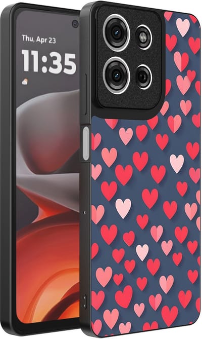 Smartphonica Telefoonhoesje Geschikt voor Motorola Moto G15 met Roze en Rode Hartjes Opdruk - TPU Backcover Case With Rosé and Red Heart Design geschikt voor Motorola Moto G15