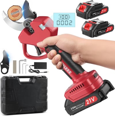 Thijox - Elektrische Snoeischaar 21V met 2x2 Ah Accu, 800W Borstelloze Motor, Draagbare Snoeischaar voor Tuin, Boomgaard en Park, Max. Snijdikte 40-50
