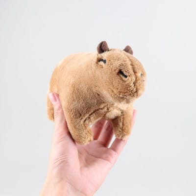Peluche Capybara 20cm Simulation Capibara Anime Jouet Moelleux Poupée Mignonne Animaux en Peluche Poupée Douce Peluche Cadeau de Noël Thanksgiving beige