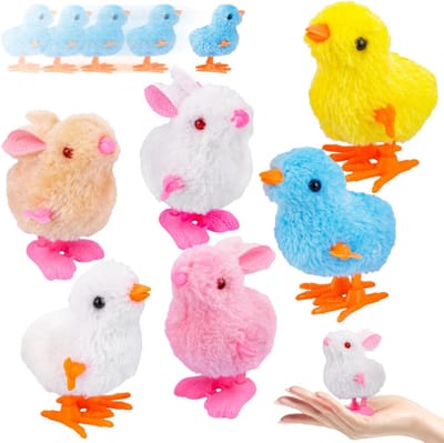 6 Delige Pull-Up Speelgoedset voor Kippen, Paashaas en Kippen, Pluche Dieren, Kinderspeelgoed, Paasdecoratie en Cadeau voor Kinderen