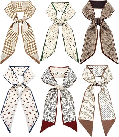 6 stuks portemonnee, sjaal, handtassen voor dames, dun haar, nekaccessoires, sjaals met zaksjaal, handvat, modieus, licht, Meerkleurig, Multikulturell