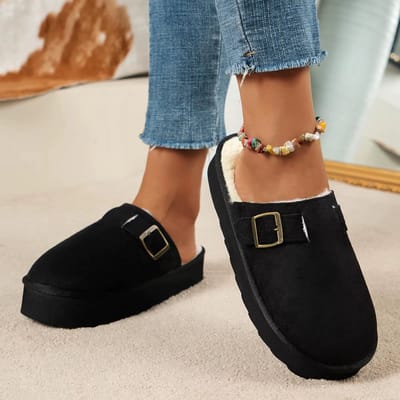 Warme Dames Winter Pantoffels Maat 39 met Pluche Voering – Comfortabele en Geluiddempende Instap Huisschoenen voor Binnengebruik