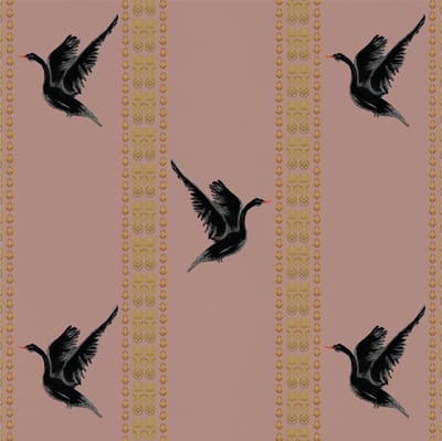 Behang Black Swan oud roze