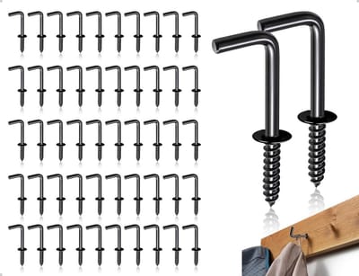 Schroefhaken 50 stuks - L-vormig zwart - stabiele grip - ideaal voor decoratie - ShopVlot