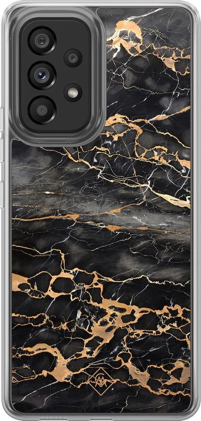 Casimoda® hoesje - Geschikt voor Samsung Galaxy A52 5G - Marmer Grijs Brons - 2-in-1 case - Schokbestendig - Marble design - Verhoogde randen - Grijs, Transparant