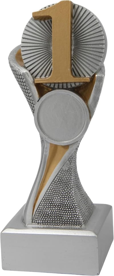Nummer 1 Trofee - Viswedstrijd Prijs - Vissen Kampioen - Gouden Uitstraling - 15 cm Hoog - Zilver