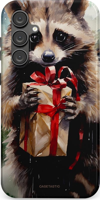 Casetastic hoesje geschikt voor Samsung Galaxy S23 FE - Dubbellaagse bescherming - Winter Wasbeer Presentje - Fashion Case - Zwart Grijs Taupe