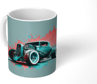 Mok - Koffiemok - Auto - Vintage - Verf - Groen - Mokken - 350 ML - Beker - Koffiemokken - Theemok