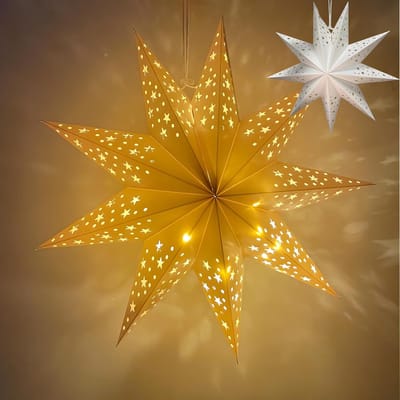 Verlichte 3D Kerstster - 45 cm Opvouwbare Papieren Ster - Hangende Kerstroos met Feeërieke Verlichting - Sfeerverlichting voor Binnen - Feestelijke Decoratie voor Kerst en Partijen - 1 Stuk