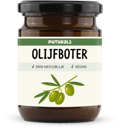 Puturals Olijfolie Boter 100% Natuurlijk - 250ml - Hydrateert en Herstelt de Huid - Geschikt als Lippenbalsem, Hand- en Voetcrème en Haarmasker - Rijk aan Vitamine E en Antioxidanten- Olive Oil Body Butter - Bruine Glazen Pot