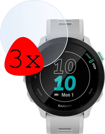 Screenprotector - 3 Stuks Geschikt voor Garmin Forerunner 45 - Extra Sterk - Tempered Glass - Gehard Glas - Beschermglas Screen Cover - Bescherm Protector voor Smartwatch