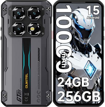 OUKITEL WP60 Rugged Smartphone 5G - 24GB RAM - 256GB ROM - 7,2 inch 120Hz - 10000mAh 33W - 108MP Camera - Dual SIM - Android 15 - NFC GPS - Zwart